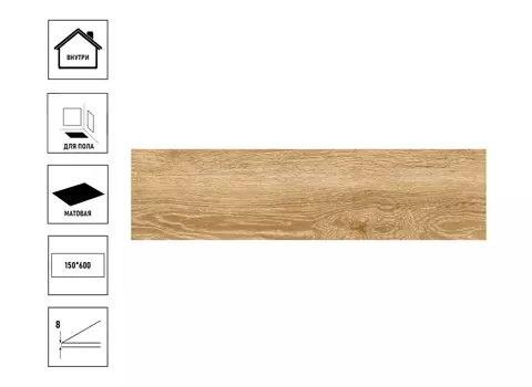 Керамический гранит GlobalTile Atlanta 15х60см, медовый