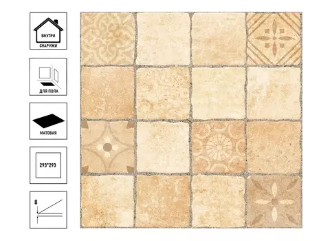 Керамический гранит GlobalTile Roxy BL 29,3*29,3см, бежевый, мозаика