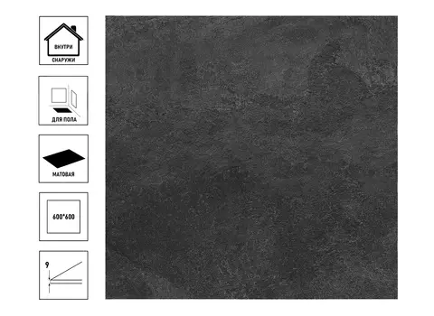 Керамический гранит Kerama Marazzi Про Стоун 60x60x0,9 чёрный обрезной, сорт3