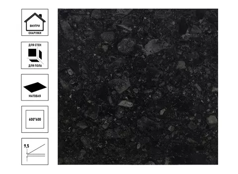 Керамический гранит Steppe Palladino аnthracite 60*60см антрацит, матовый