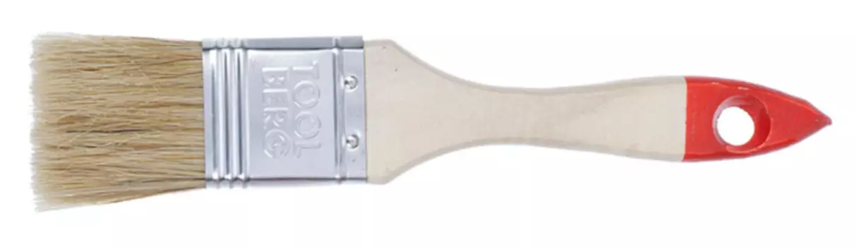Кисть плоская Стандарт, натуральная щетина, деревянная ручка, 38мм