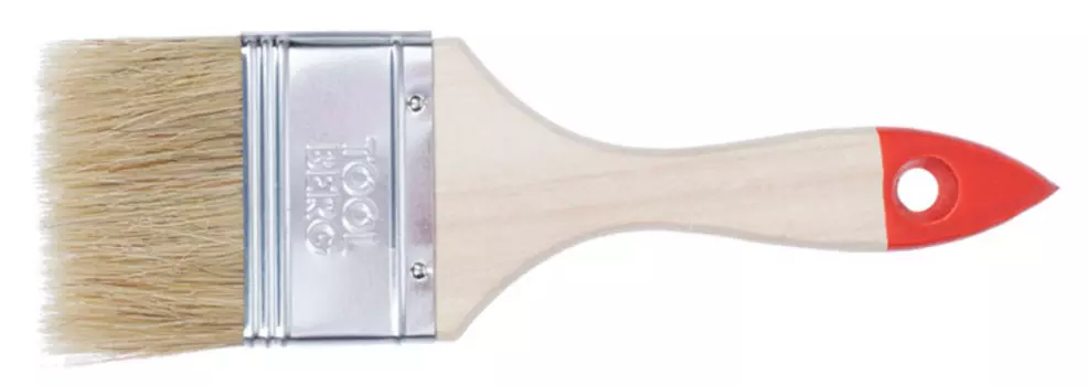 Кисть плоская Стандарт, натуральная щетина, деревянная ручка, 63мм