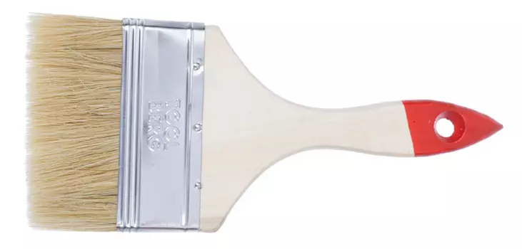 Кисть плоская Стандарт, натуральная щетина, деревянная ручка, 100мм