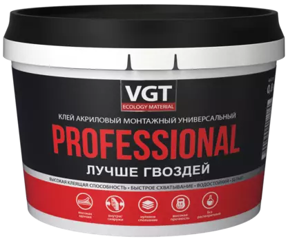 Клей акриловый монтажный универсальный белый PROFESSIONAL, 0,8 кг