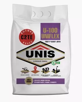 Клей для плитки эластичный сухая смесь Юнис UNIFLEX U-100 5кг