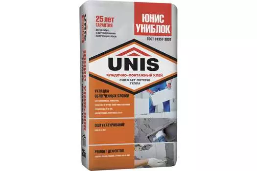 Клей кладочно-монтажный Unis Униблок, 25 кг