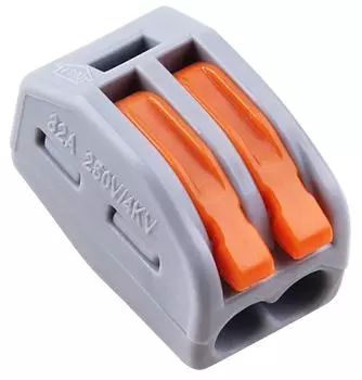 Клемма строительно-монтажная СМК 222-412 с рычагом, 2 отверстия 0,08-2,5 мм2 {5 шт/уп} ETP 40435, КИ