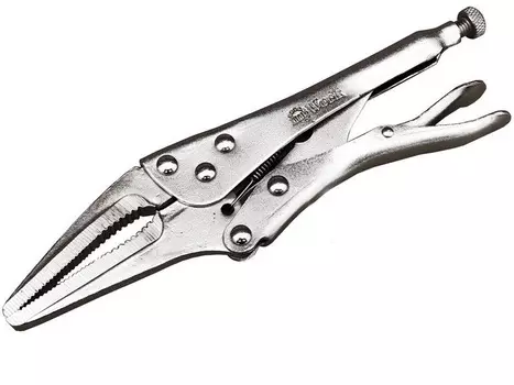 Клещи зажимные с удлиненными плоскими губками, 220 мм, с зубьями