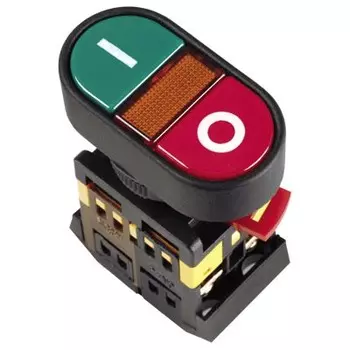 Кнопка Иэк AРВВ22N "I-O", D=22 мм, неон/240, 1з+1р