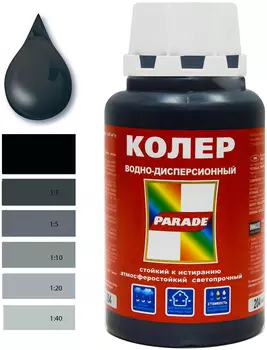 Колер водно-дисперсионный Parade Classic №204 черный 0,25 л