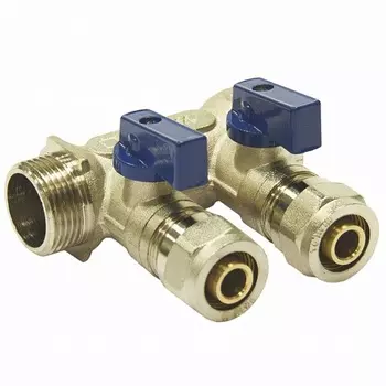 Коллектор 2 вых. 3/4"x16 с шаровыми кранами для м/п труб СТМ