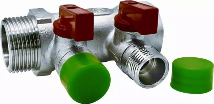 Коллектор с регулировочными вентилями 2 выхода 1"х1/2" нар.резьба