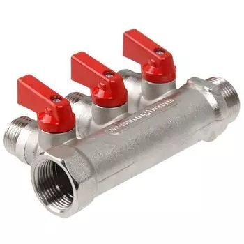 Коллектор с шаровыми кранами 3 выхода 3/4"х1/2" нар.резьба