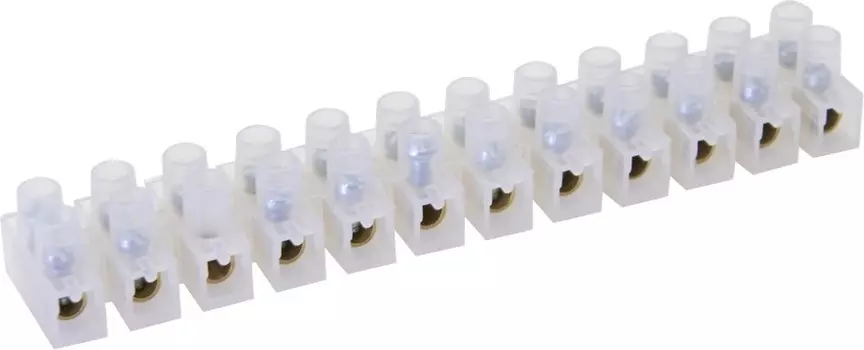 Колодка клеммная винтовая STEKKER, линейка 12 штук, полиэтилен, 10А 2,5-4мм
