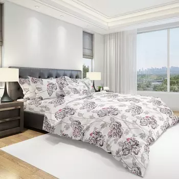 Комплект постельного белья eco cotton евроразмер URG QR Wildflowers EURO B белый