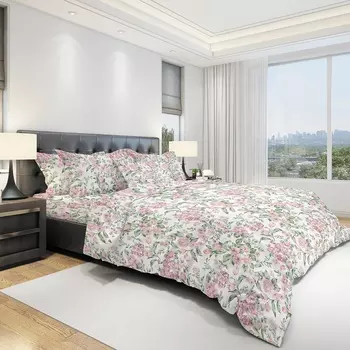 Комплект постельного белья eco cotton евроразмер URG QR Primavera EURO B розовый