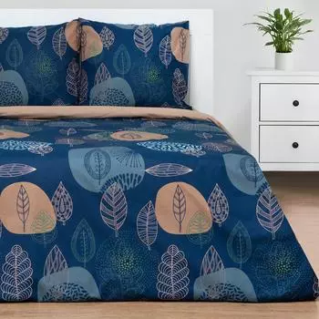 Комплект постельного белья Этель 1.5 - спальное Leaves синий