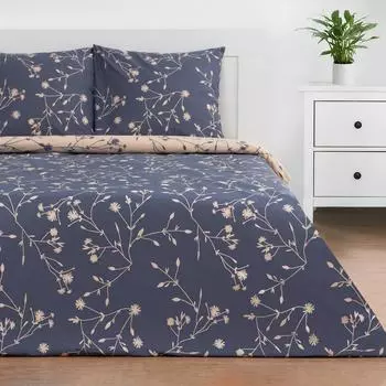 Комплект постельного белья Этель 2 - спальное Flowers серый,бежевый