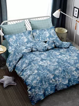 Комплект постельного белья сатин BZ QR Lori SINGLE Sp Голубой 1,5-спальный