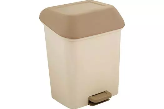 Контейнер для мусора с педалью "Квадра" 15 л кофейный