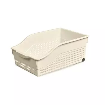 Контейнер "Лофт" хозяйственный на колесах широкий (слоновая кость)