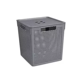 Коробка для хранения квадратная "Лофт" с крышкой 23л (серый)