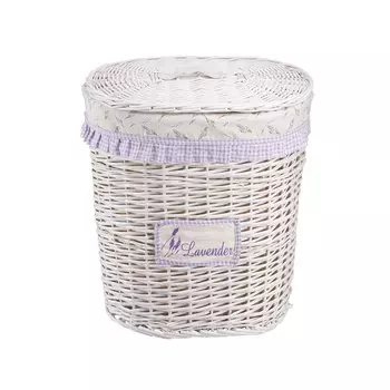 Корзина бельевая овальная "Лаванда", Д480 Ш360 В550, белый