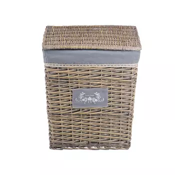 Корзина бельевая прямоугольная "Лён", Д470 Ш350 В550, серый