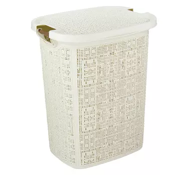 Корзина для белья БЯЗЬ 30л, белый ротанг