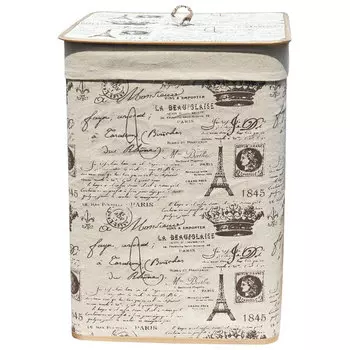 Корзина для белья складная с крышкой и декоративным покрытием из натурального льна, BLB-08-S