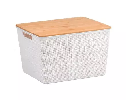 Корзина для хранения 18 л с бамбуковой крышкой