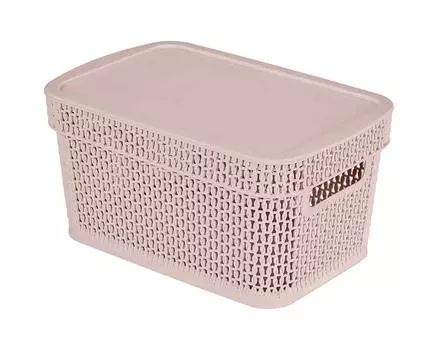 Корзина для хранения Keeplex Ajur с крышкой 5л 28,1х18,5х13,9см бежевый топаз