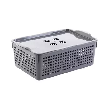 Корзинка "Лофт" с крышкой, 3,8л, серый
