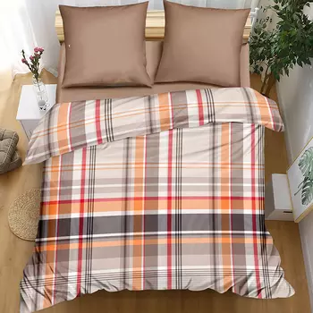 КПБ поплин 1,5 спальный BZ QR Quickstep SINGLE P combo Кофейный