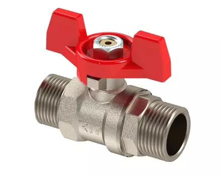 Кран шаровой латунный 1/2 нар/нар PN 25 ручка бабочка, RTP