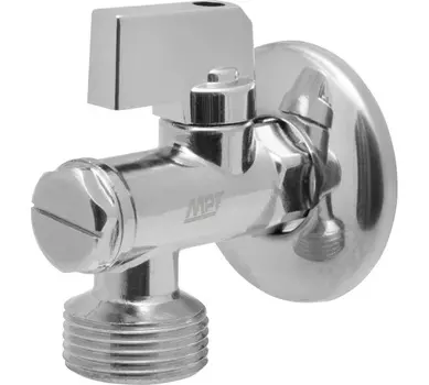 Кран шаровой угловой для бытовой техники, с фильтром и отражателем 1/2" х 3/4" н/н (хром) МР-М