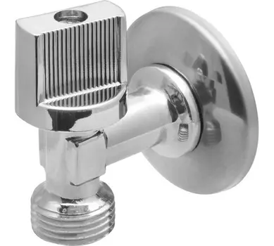 Кран шаровой угловой для бытовой техники с отражателем 1/2" н/н (хром) МР-М