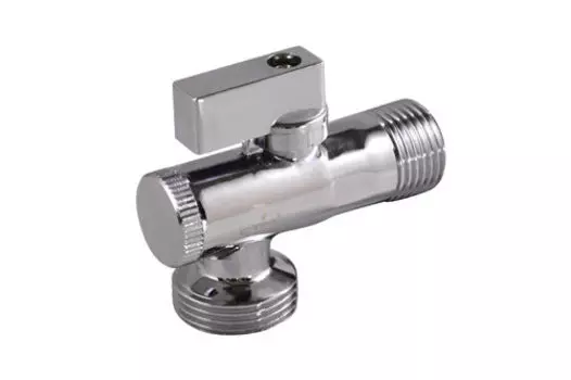 Кран шаровый для бытовых приборов, угловой, 1/2"х3/4" ш/ш, с фильтром и отражателем, бабочка, хром,