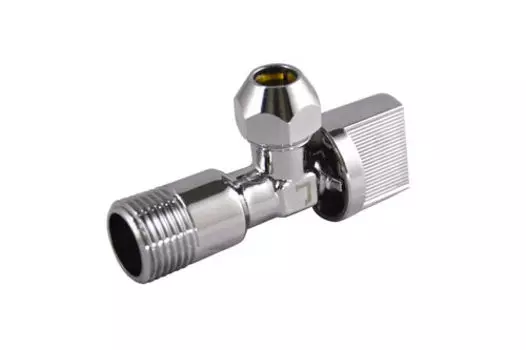 Кран шаровый угловой 1/2"х3/8" ш/ш с цангой и отражателем, бабочка, хром, СТМ