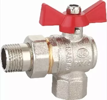 Кран шаровый угловой 3/4", со сгоном, внутренняя-наружная резьба