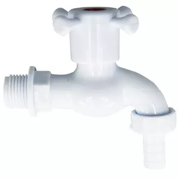 Кран водоразборный шаровый (дачный) 1/2" со штуцером (пластик)