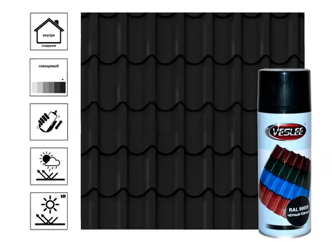 Краска акриловая Veslee для металлочерепицы 0,39 кг, черный (RAL 9005)