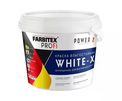 Краска акриловая влагостойкая интерьерная супербелая база А 3кг/2л White-X FARBITEX PROFI