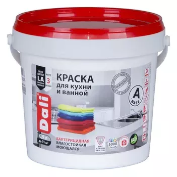 Краска для кухни и ванной Dali 0,9 л, база А, белый