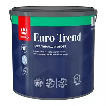 Краска для обоев и стен Tikkurila Euro Trend 2,7 л, база А белый