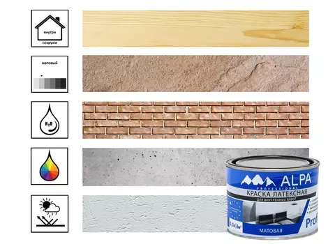 Краска для стен и потолков Alpa Profi 7 профессиональная 0,5л, белый