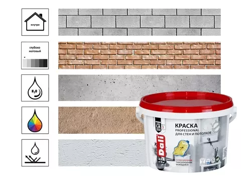 Краска для стен и потолков Dali Professional 2,5 л, база А, белый