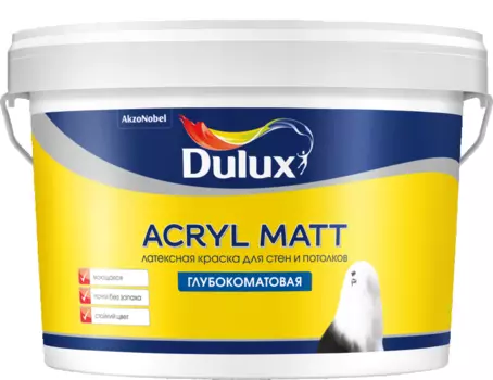 Краска для стен и потолков Dulux Acryl Matt 2,25 л, база А белый