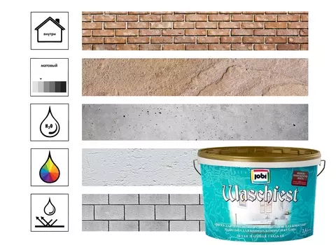 Краска для ванных и кухонь Jobi WaschFest О2 -20С 2,5 л, белый