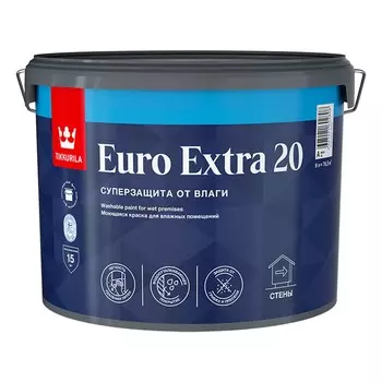 Краска для влажных помещений Tikkurila Euro Extra 20 9 л, база А белый